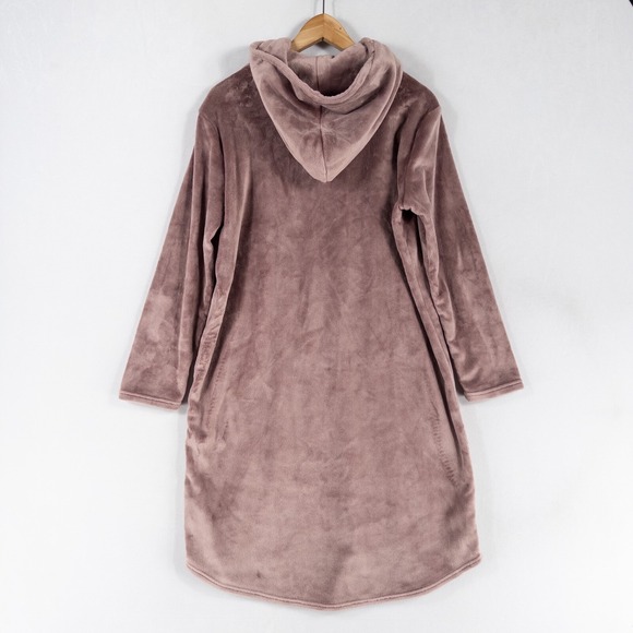 32 Degrees Heat Sleepwear Hoodie Womens S/M Mauve Velour Pullover Pockets Cozy - Picture 3 of 8
